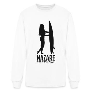 Nazare Surfer Girl Portugal - T-shirt à manches longues Homme - blanc - Devant
