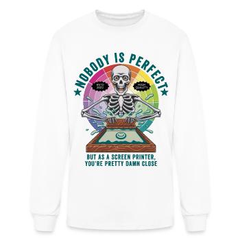 Screen Printer Noboday is Perfect - Men's Long Sleeve T-Shirt - white - Front