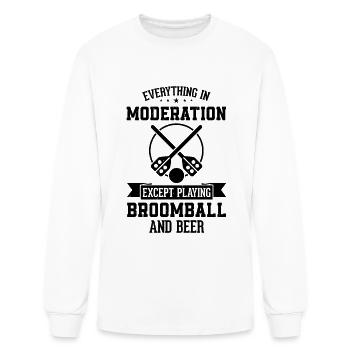 Everything In Moderation Except Playing Broomball - Men's Long Sleeve T-Shirt - white - Front