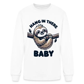 Sloth Hang in There for a Slacker Morning Grumpy - Men's Long Sleeve T-Shirt - white - Front