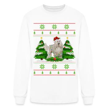 White Corded Dog Christmas Tree Lights - Men's Long Sleeve T-Shirt - white - Front