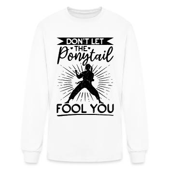 Don't Let The Ponytail Fool You - Funny Muay Thai - Men's Long Sleeve T-Shirt - white - Front