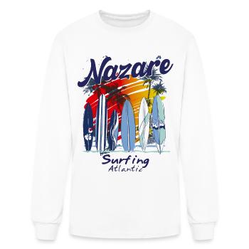 Nazaré, Portugal, Surfeur de l’Atlantique, Surf - T-shirt à manches longues Homme - blanc - Devant