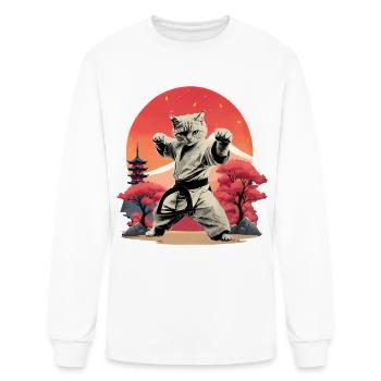 Cat Karate Judo Japan Japanese Flag Funny Cat Love - Men's Long Sleeve T-Shirt - white - Front