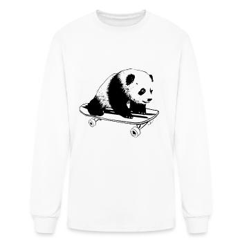 Panda rides on skateboard fun kids design - Men's Long Sleeve T-Shirt - white - Front