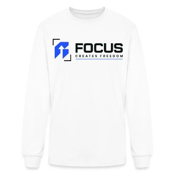 Focus Creates Freedom – Motivational Logo - Men's Long Sleeve T-Shirt - white - Front