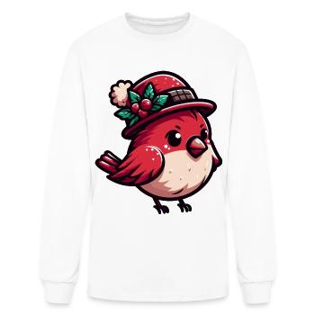 Cardinal with Hat - Men's Long Sleeve T-Shirt - white - Front