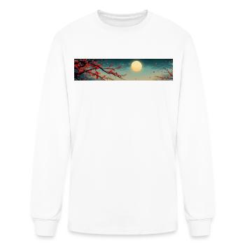 Moonlit Blossoms: A Night of Blooming Plum Flowers - Men's Long Sleeve T-Shirt - white - Front
