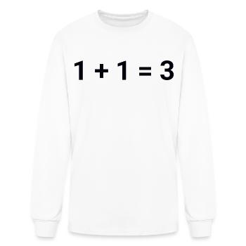1 Plus 1 Equals 3 Funny Math Design - Men's Long Sleeve T-Shirt - white - Front