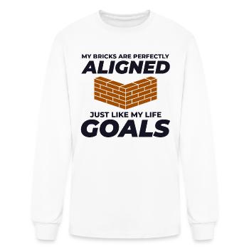 Aligned Bricks, Aligned Goals: Humorous Bricklayer - Men's Long Sleeve T-Shirt - white - Front