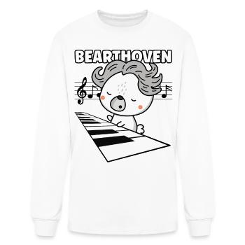 Funny Beethoven Cute Bear Playing Piano Classical - Men's Long Sleeve T-Shirt - white - Front