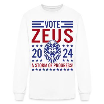 Vote For Zeus 2024 Funny Greek Mythology - Men's Long Sleeve T-Shirt - white - Front