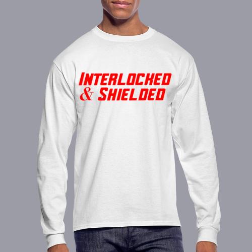 INTERLOCKED & SHIELDED - RED DESIGN - Men's Long Sleeve T-Shirt