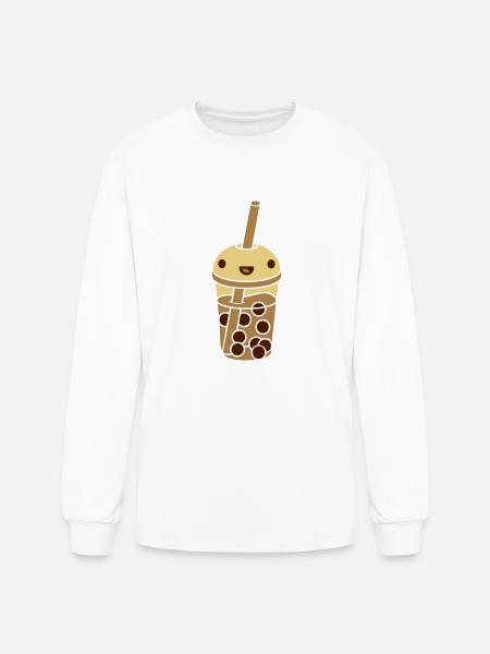 anime face bubble tea - Men's Long Sleeve T-Shirt - white