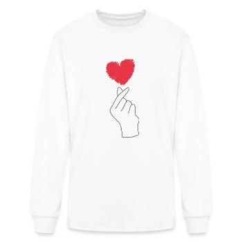 Korean Heart Hand - Men's Long Sleeve T-Shirt - white - Front