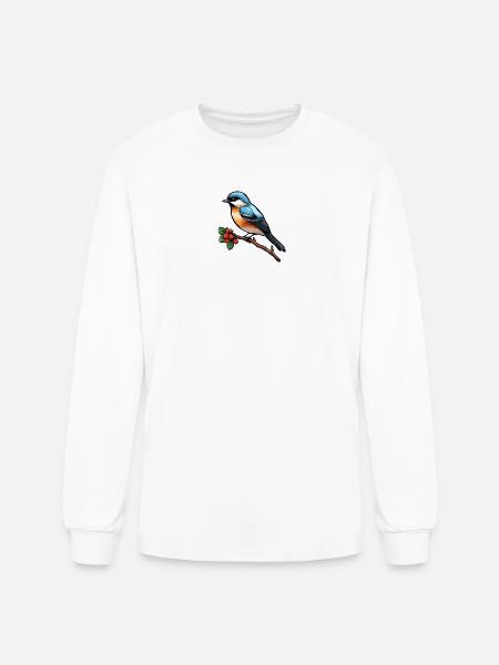 طائر السعادة الصغير - تصميم فني. - Men's Long Sleeve T-Shirt - white
