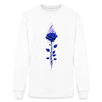 Glowing Blue Rose Fractal Design - Men's Long Sleeve T-Shirt - white - Front