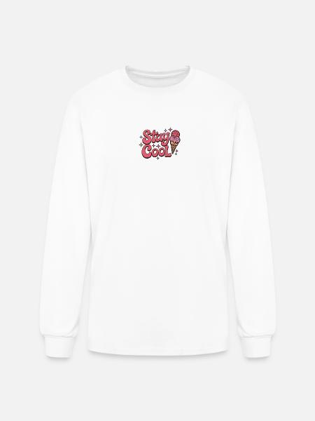 Stay Cool Ice Cream Groovy - Men's Long Sleeve T-Shirt - white