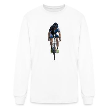Cyclist in Blue White Race Kit - Men's Long Sleeve T-Shirt - white - Front