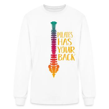 Pilates Has Your Back Funny Spinal Cord Gifts - Men's Long Sleeve T-Shirt - white - Front