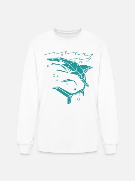 Polygon Shark - Men's Long Sleeve T-Shirt - white