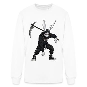 Lapin renégat avec une capuche à faux - T-shirt à manches longues Homme - blanc - Devant