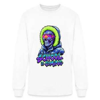 School Is Coming Cyber Skull Winter Parka - Men's Long Sleeve T-Shirt - white - Front