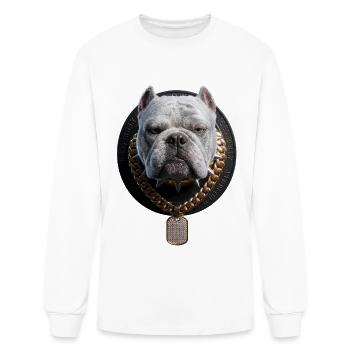 Bulldog Bling Chain Medal - Men's Long Sleeve T-Shirt - white - Front
