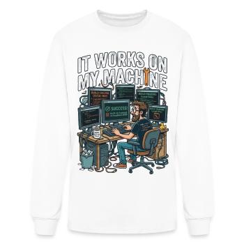 It Works On My Machine Funny Programmer T-Shirt - Men's Long Sleeve T-Shirt - white - Front