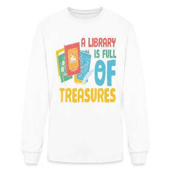 A Library Is Full Of Treasures Book Treasures - Men's Long Sleeve T-Shirt - white - Front