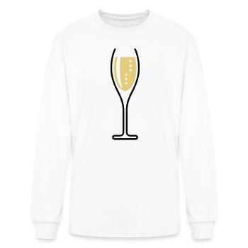 Glass Of Sparkling Wine (Oval / Open / 2C) - Men's Long Sleeve T-Shirt - white - Front