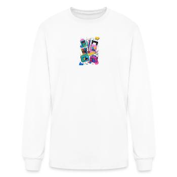  Retro School Supplies Collage - Men's Long Sleeve T-Shirt - white - Front