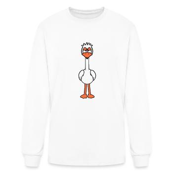 Bird looks funny annoyed tired angry frustrated - Men's Long Sleeve T-Shirt - white - Front