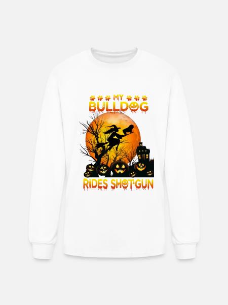 My Bulldog Riding Broom - Men's Long Sleeve T-Shirt - white