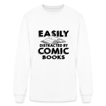 Comic Book Addict Gifts Easily Distracted by - Men's Long Sleeve T-Shirt - white - Front