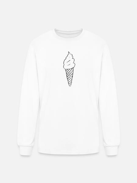 Minimal Ice Cream Cone Line Art - Men's Long Sleeve T-Shirt - white