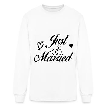 Just Married T-Shirt, Honeymoon shirts couples - Men's Long Sleeve T-Shirt - white - Front