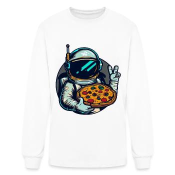 Astronaut with Salami Pizza - Space Design - Men's Long Sleeve T-Shirt - white - Front