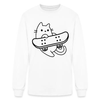 Cat Skateboarder Board Throw - Men's Long Sleeve T-Shirt - white - Front