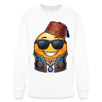 Visage sourire ottoman traditionnel avec lunettes de soleil - T-shirt à manches longues Homme - blanc - Devant