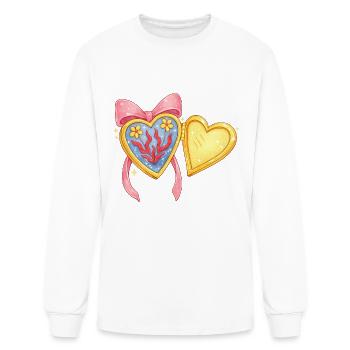 Kawaii Twin Hearts with Ribbon - Men's Long Sleeve T-Shirt - white - Front