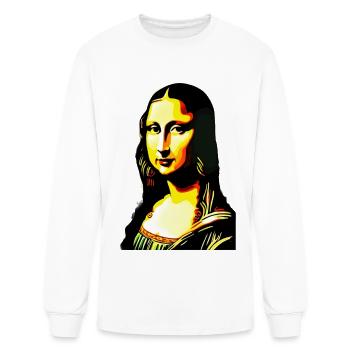 Portrait au néon de la Joconde - T-shirt à manches longues Homme - blanc - Devant