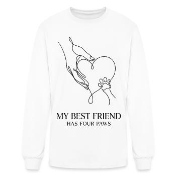 My Best Friend Has Four Paws Line Art - Men's Long Sleeve T-Shirt - white - Front