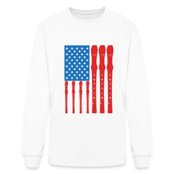 Patriotic US Flute Player - Men's Long Sleeve T-Shirt - white - Front