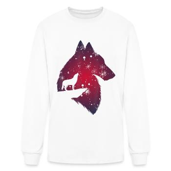 Funny Christmas wolf with snowfall outfit adults - Men's Long Sleeve T-Shirt - white - Front