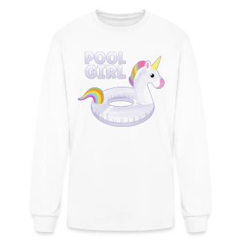 Pool Girl Unicorn Floatie Swimming Pool - Men's Long Sleeve T-Shirt - white - Front