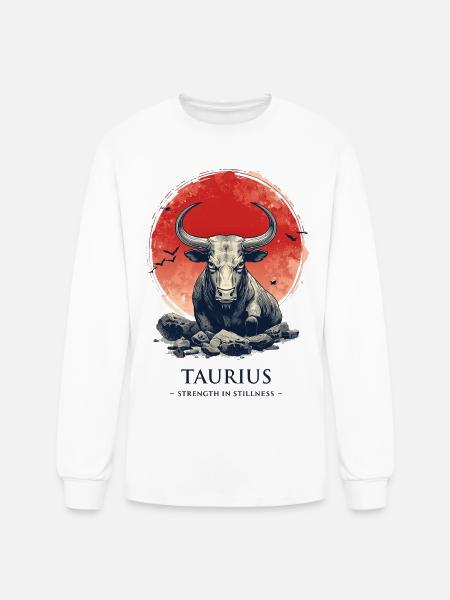 Taurus Bull at Sunset Circle - Men's Long Sleeve T-Shirt - white
