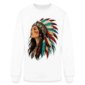 Tribal Woman Native American T-Shirt - Men's Long Sleeve T-Shirt - white - Front