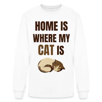 Home Is Where My Cat Is – Cute Cat Lover Design - Men's Long Sleeve T-Shirt - white - Front