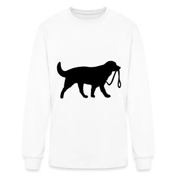 Cute dog with leash - Men's Long Sleeve T-Shirt - white - Front